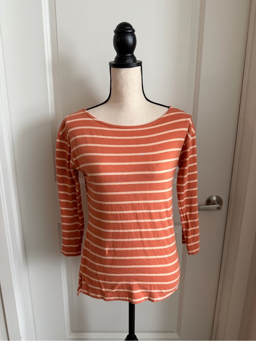 Madewell Rust and Cream Striped Long-Sleeve Top